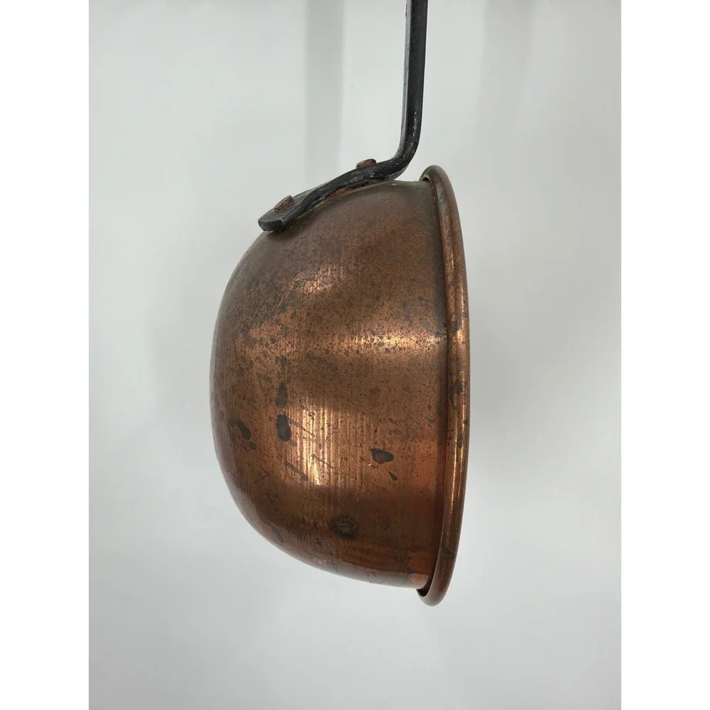 Antique Hand Hammered Copper Ladle Wrought Iron Handle Primitive Farmhouse Decor